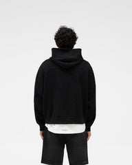Waffle Zip Through Hoodie - Jet Black