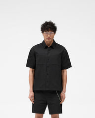 Short Sleeve Cotton Overshirt - Washed Black