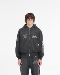 Represent X Metallica Local Crew Zip Hoodie - Stained Black