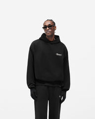 Dual Layer Script Hoodie - Jet Black