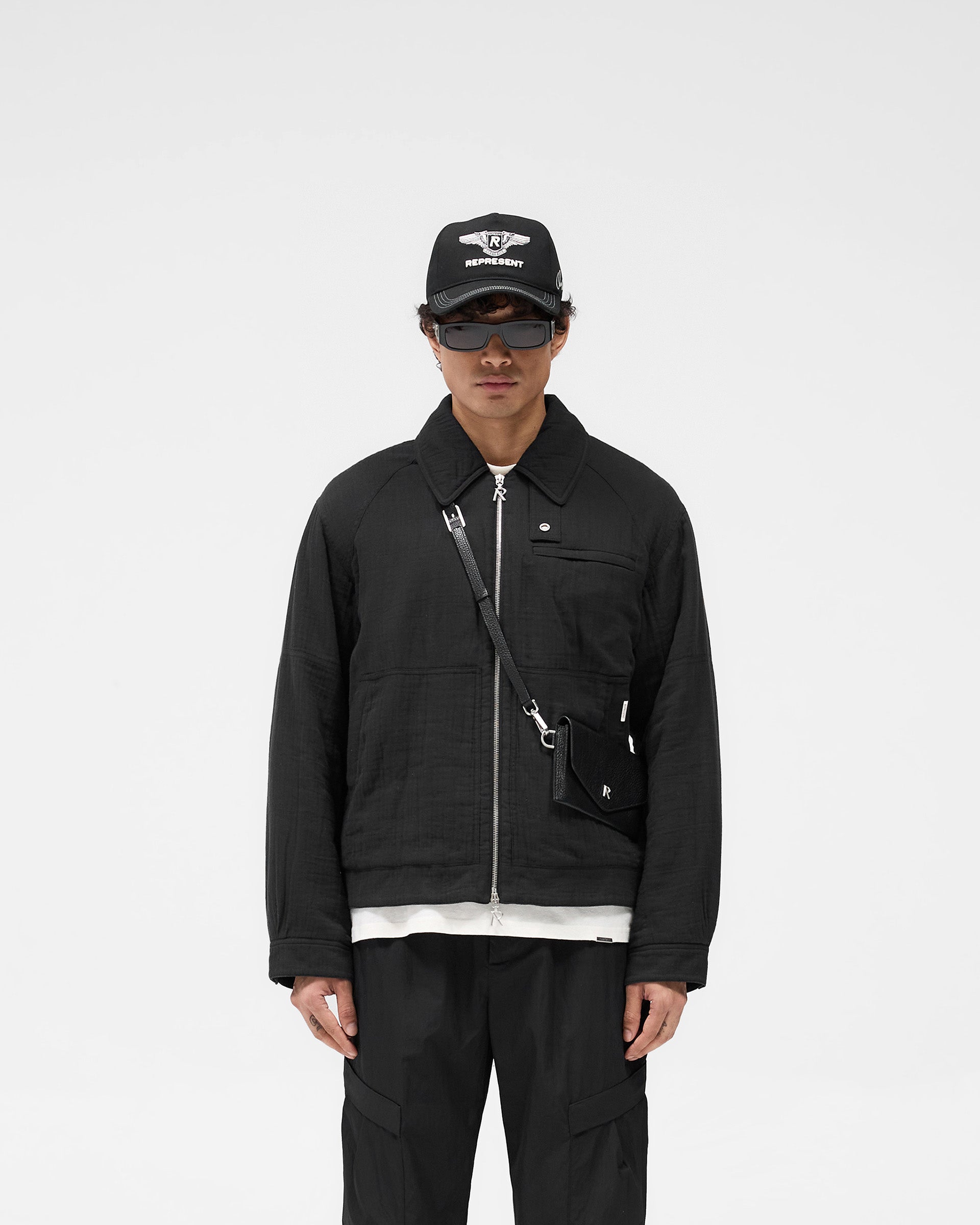 Crinkle Trucker Jacket - Black