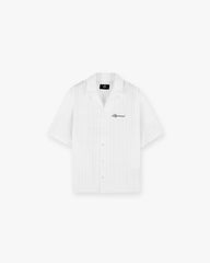 Embroidered Bowling Shirt - Antique White