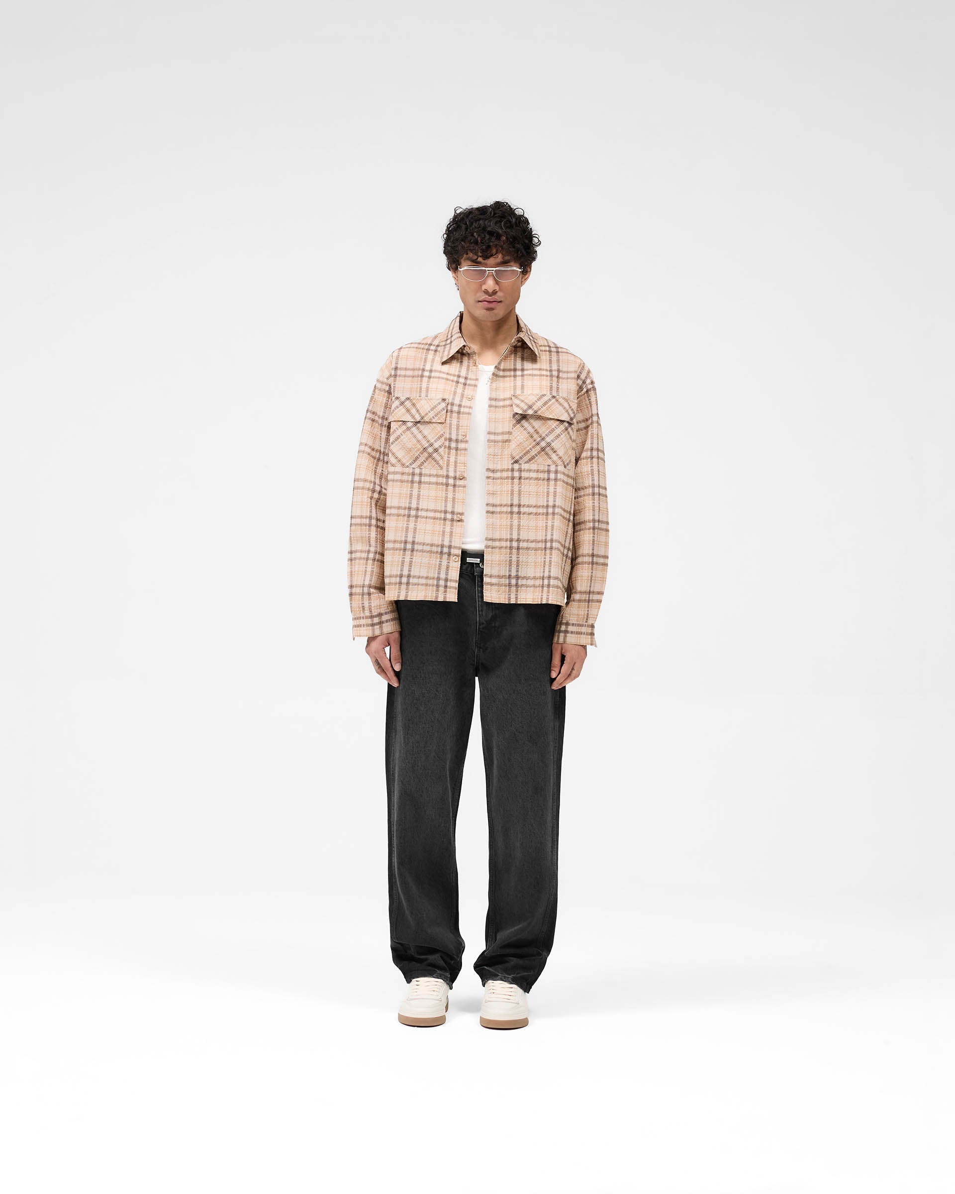 Sheer Flannel Shirt - Brown Check