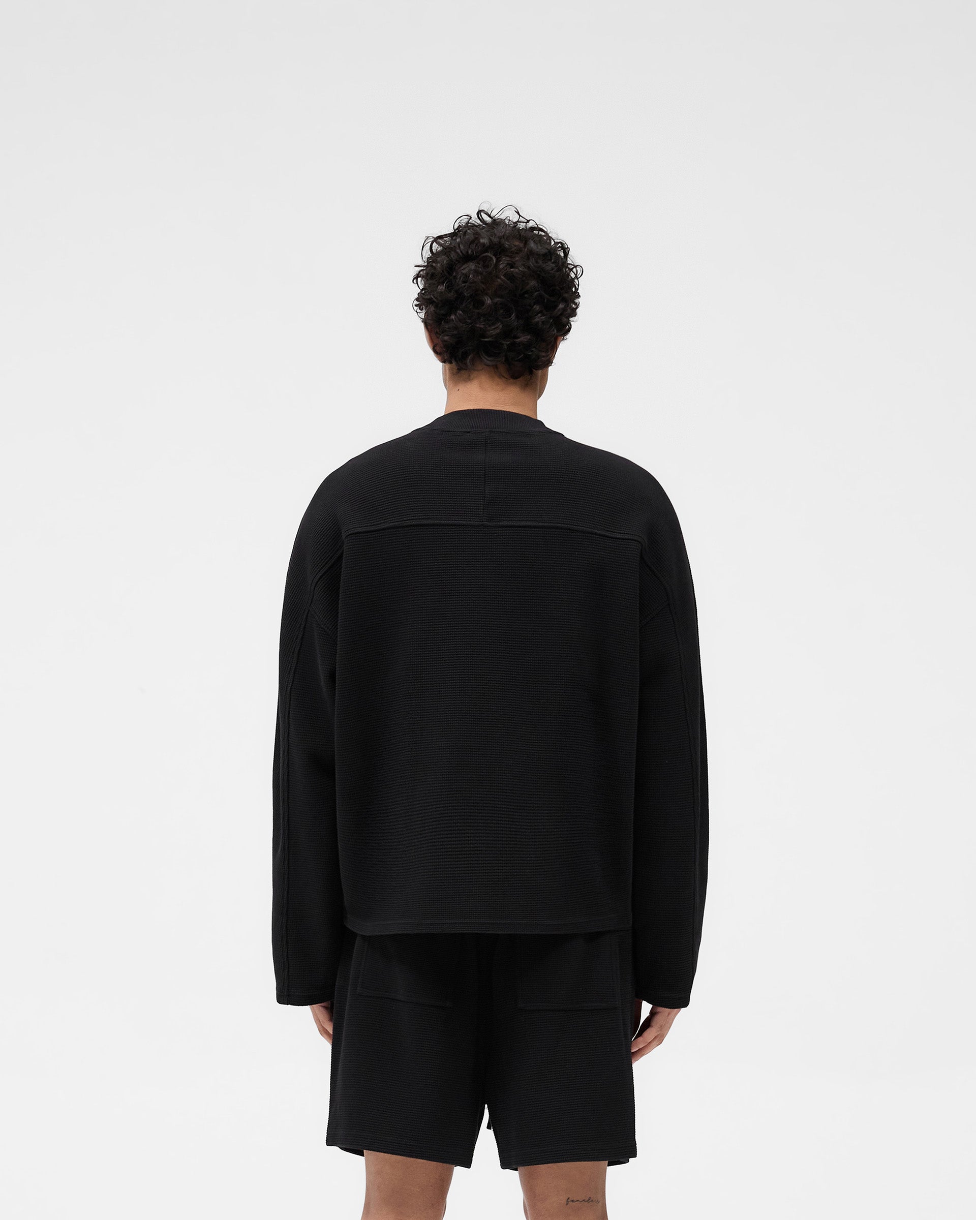 Waffle Long Sleeve T-Shirt - Black