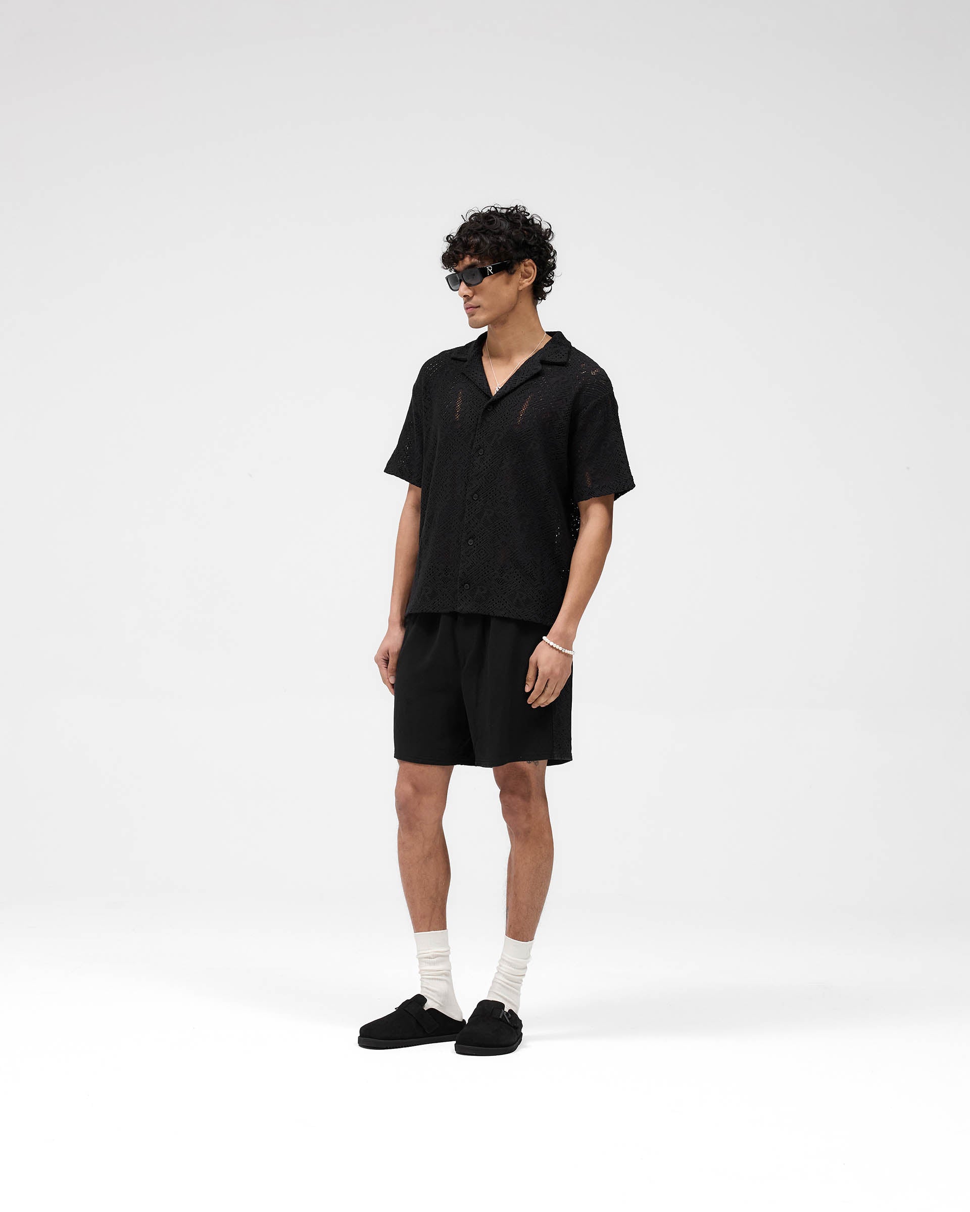 All Over Crochet Shirt - Jet Black