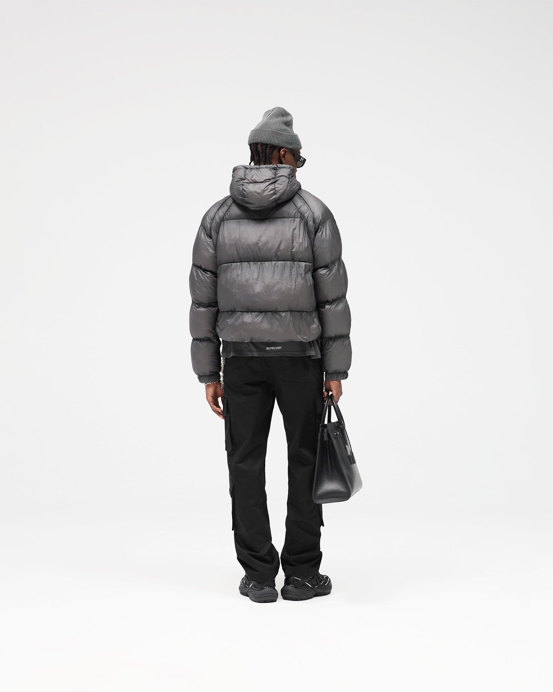 Translucent Hooded Puffer - Washed Black