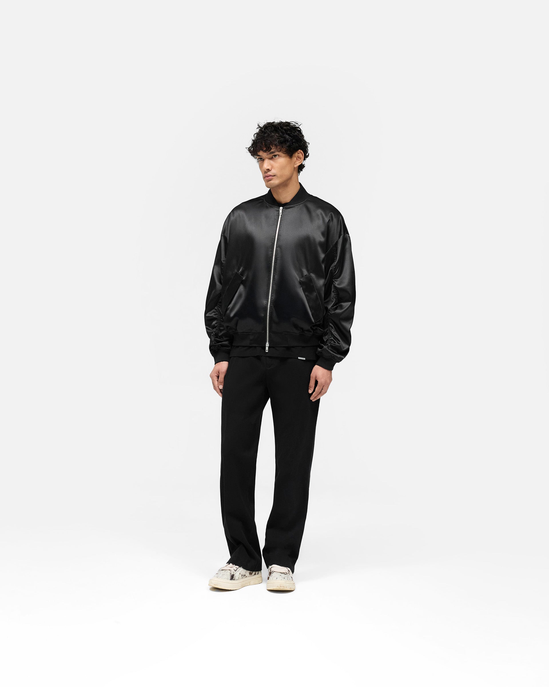 Satin Bomber - Black