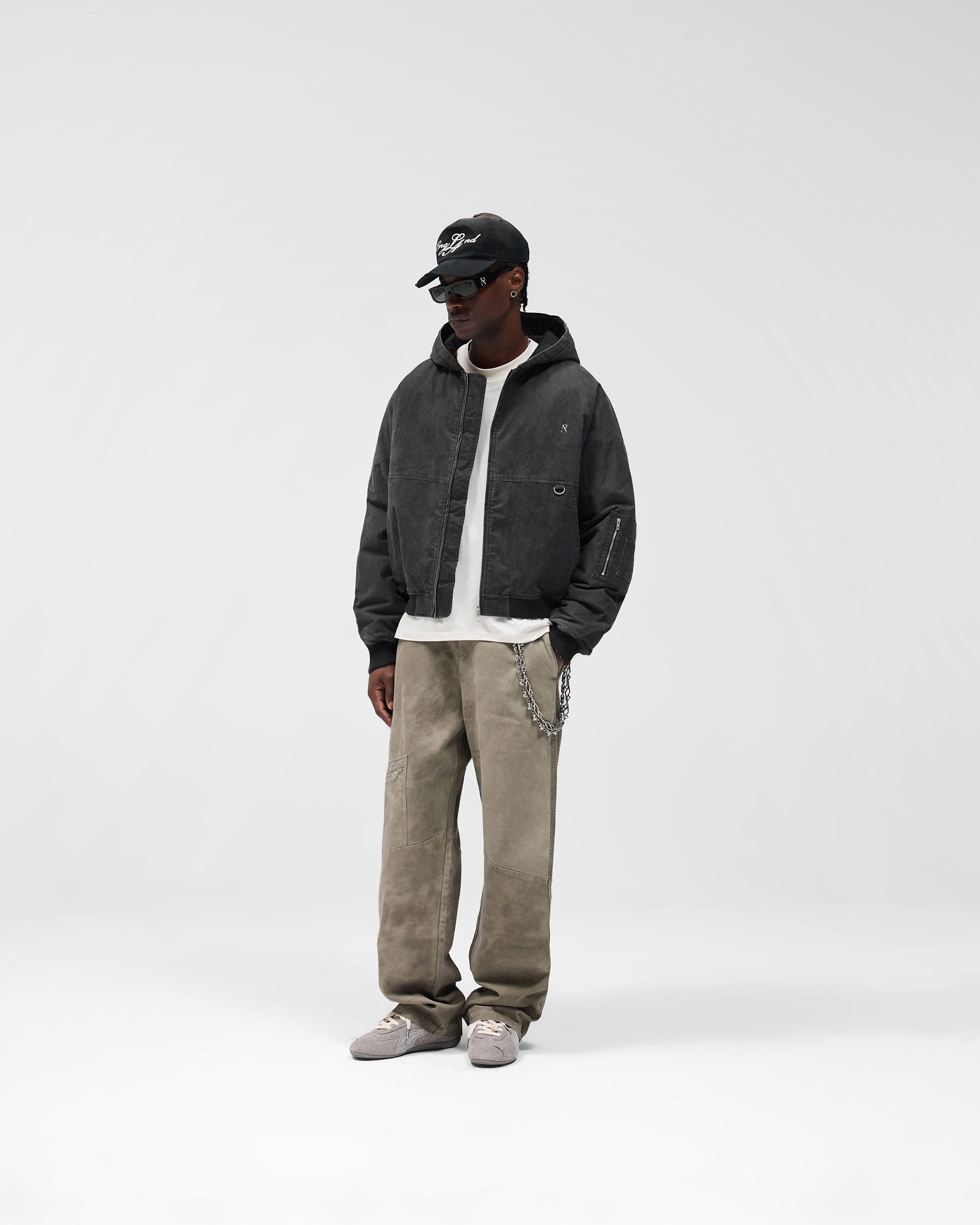 Hooded Bomber - Washed Black