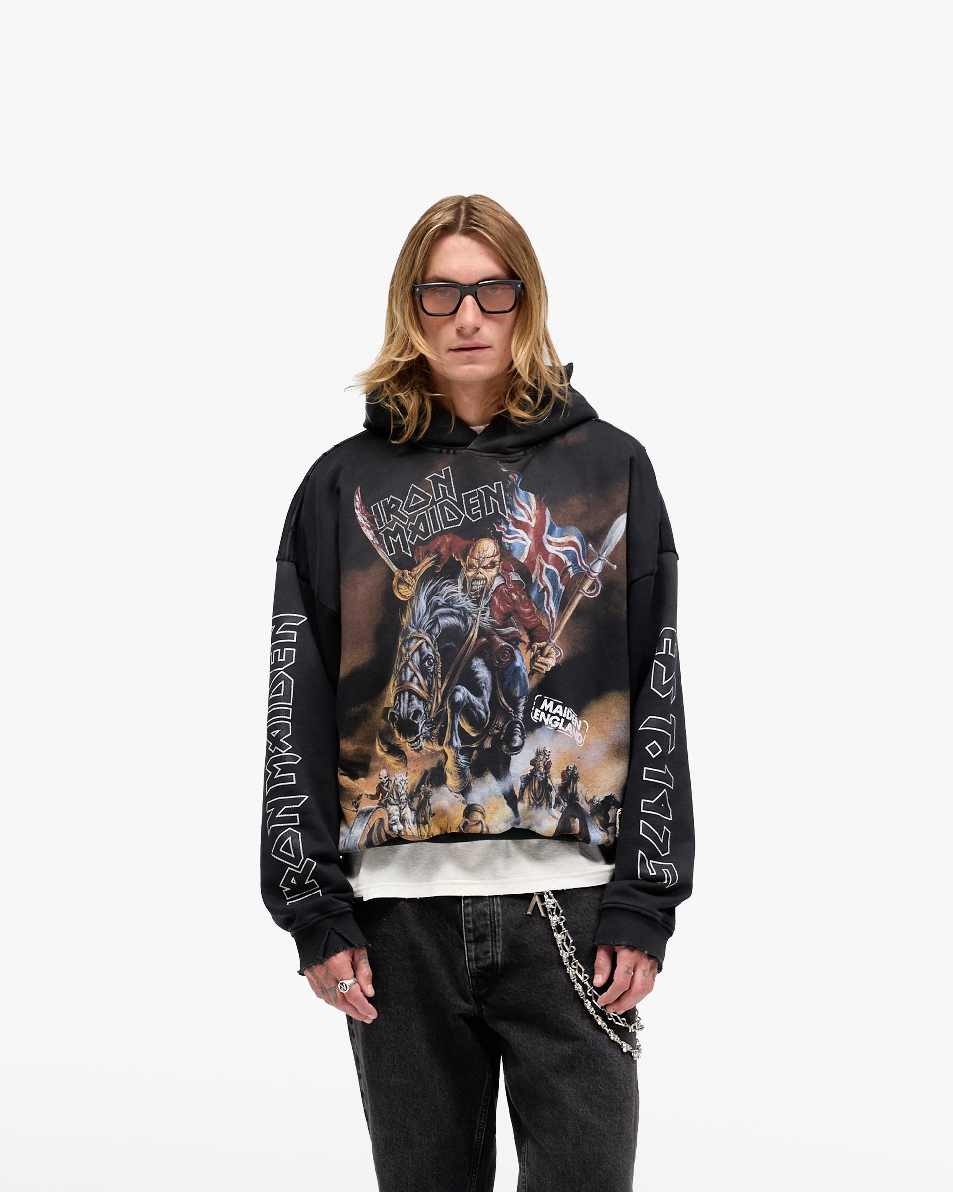 Represent X Iron Maiden Steed Hoodie - Stained Black