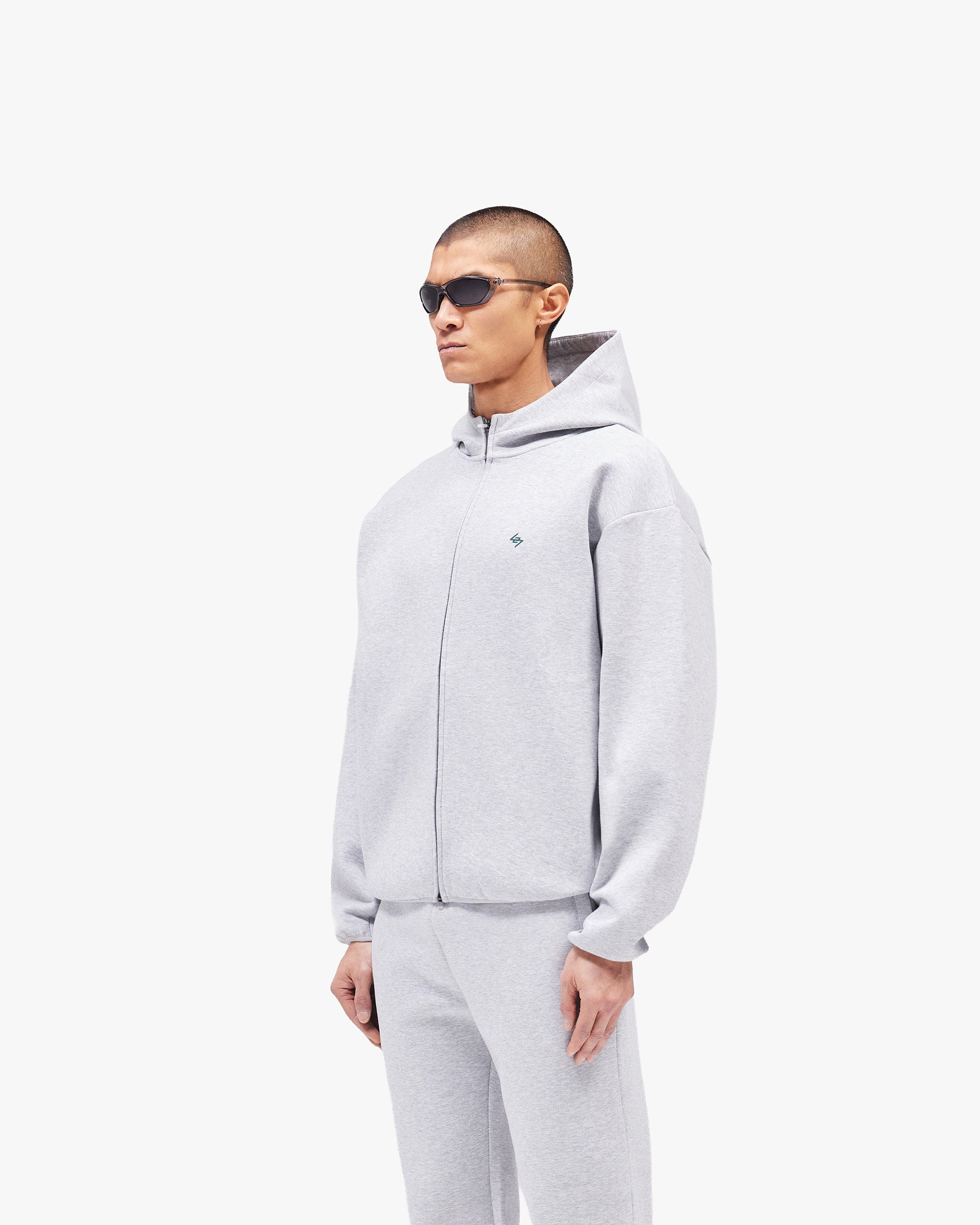 247 Form Zip Hoodie - Grey Marl