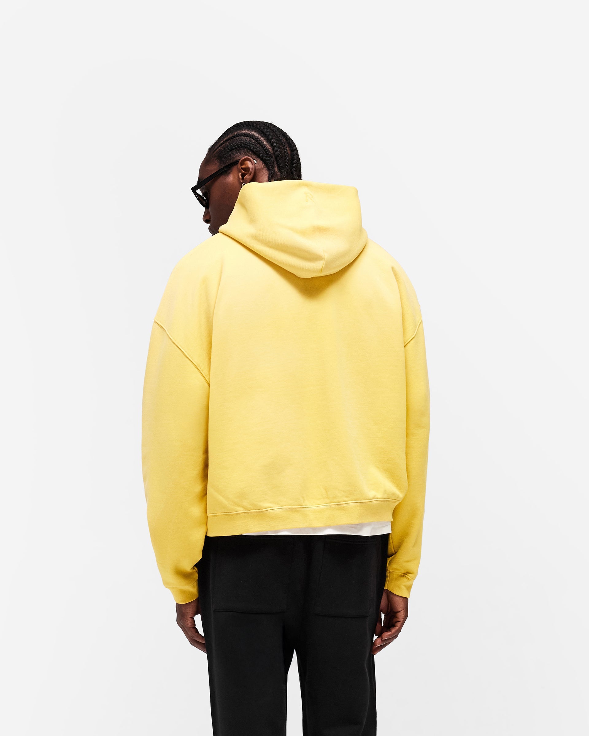 Initial Boxy Zip Through Hoodie - Canary Yellow