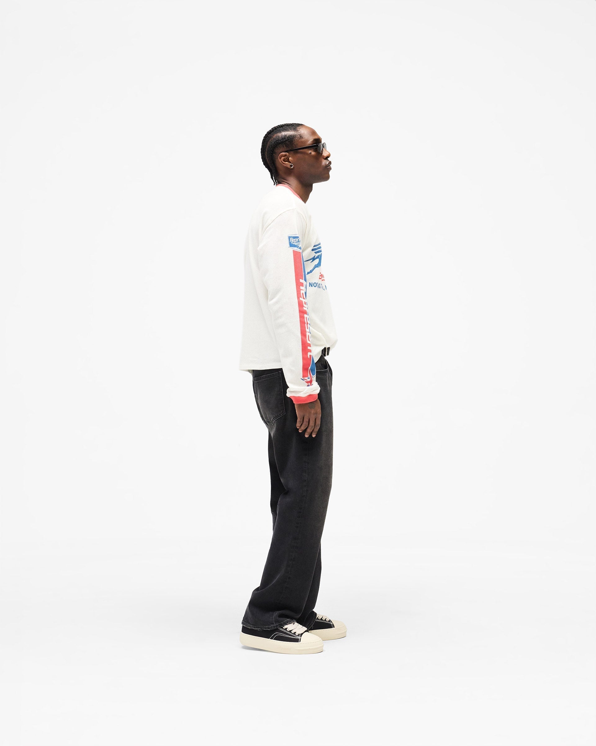 Mesh Pegasus Long Sleeve T-Shirt - Flat White
