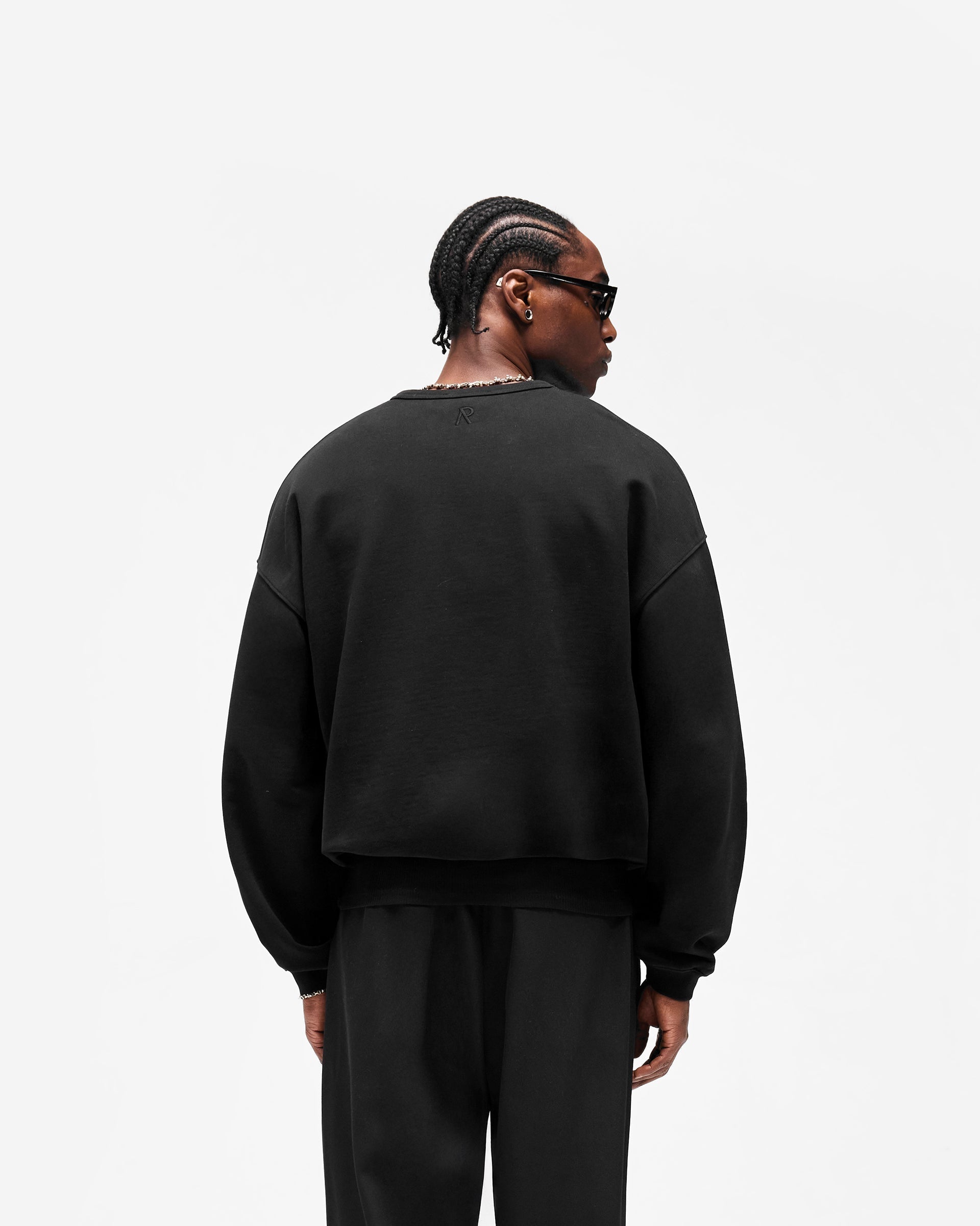 Initial Henley Collar Sweater - Jet Black