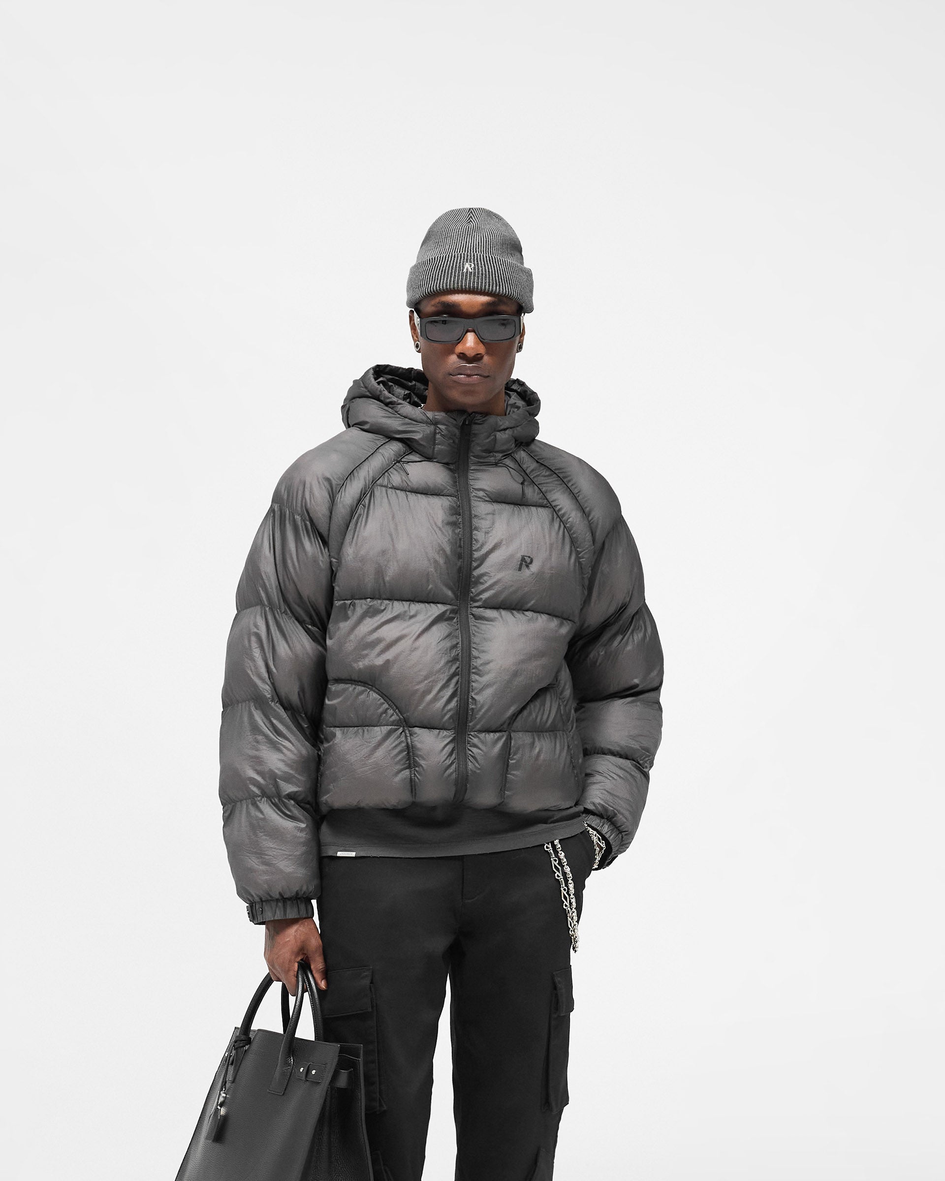 Translucent Hooded Puffer - Washed Black