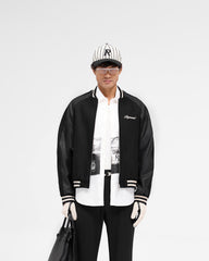 Raglan Varsity Jacket - Black