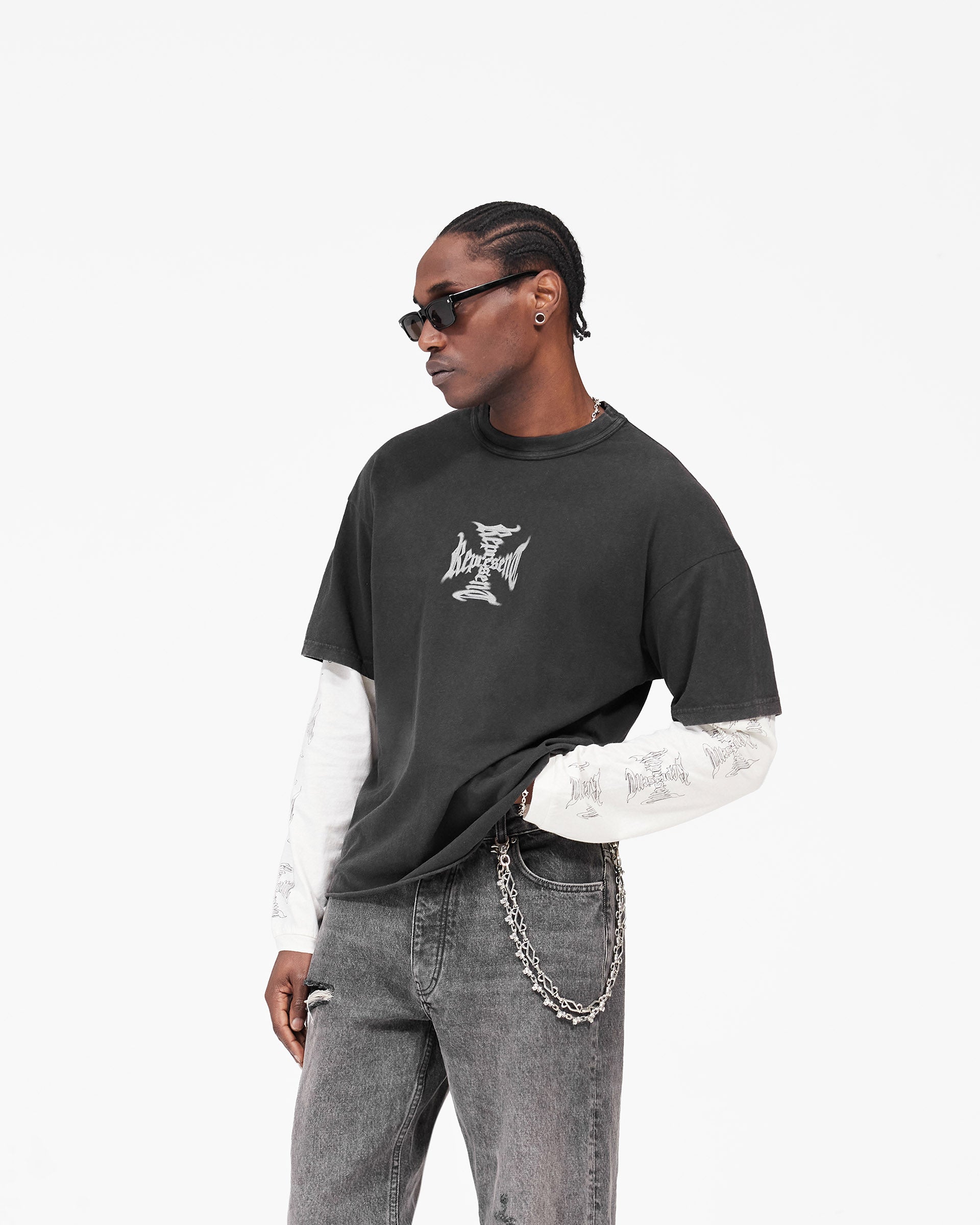 MH Stack Long Sleeve T-Shirt - Faded Black