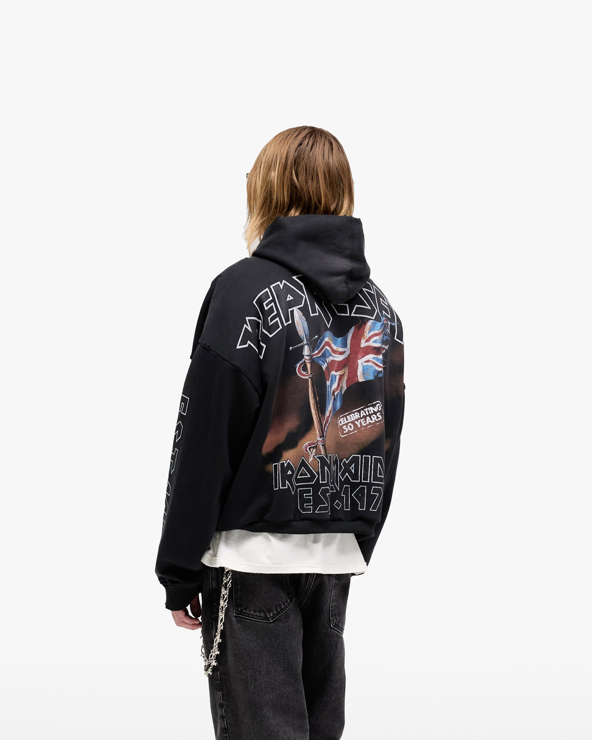 Represent X Iron Maiden Steed Hoodie - Stained Black