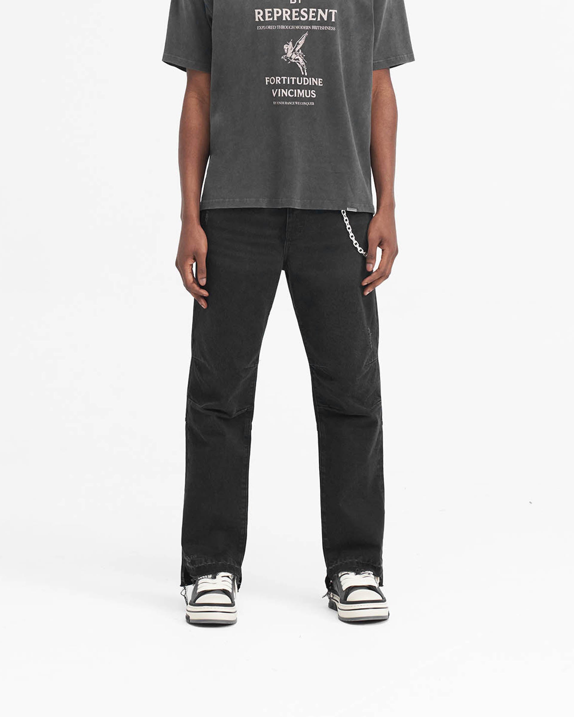R2 Stepped Hem Denim - Off Black