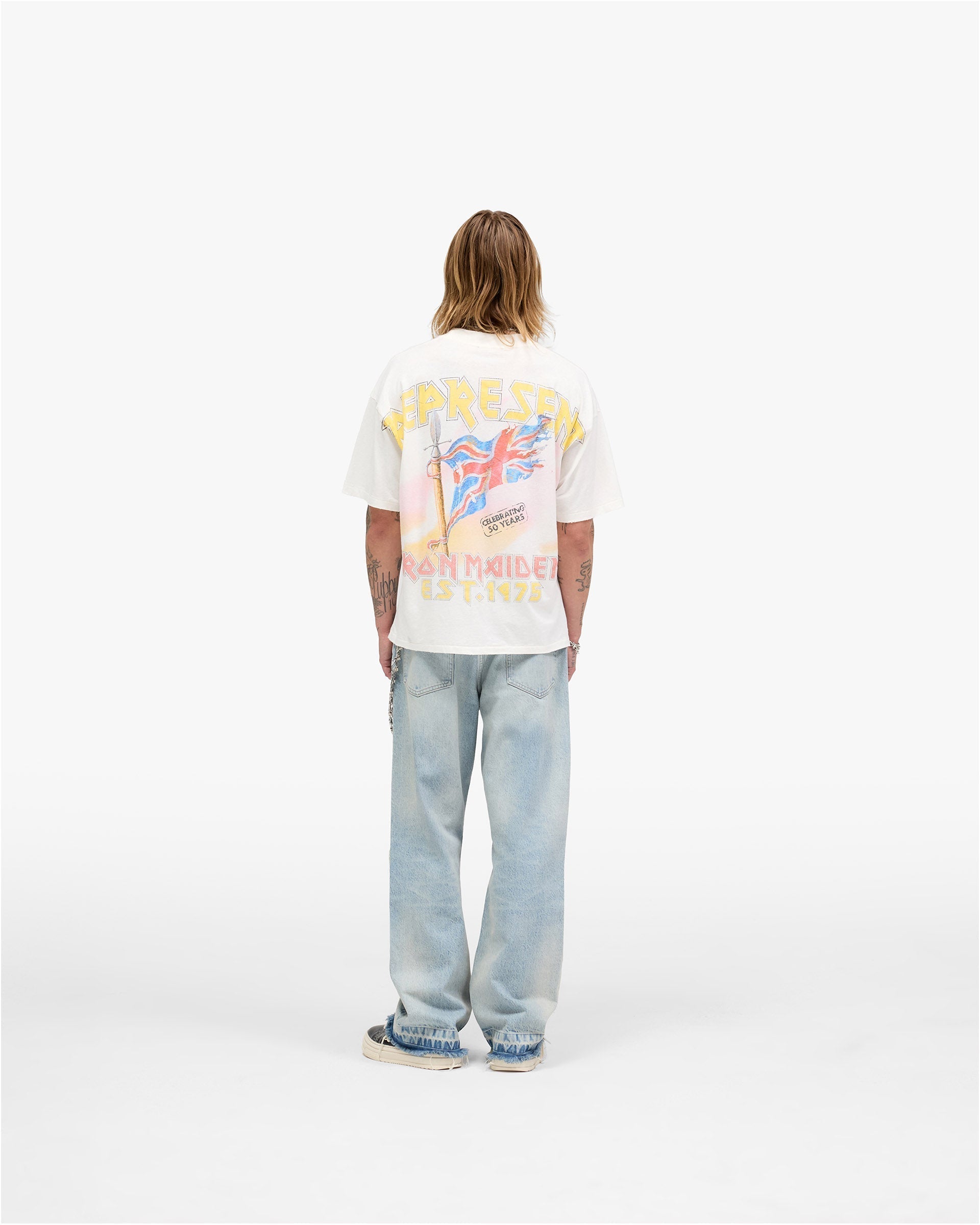 Represent X Iron Maiden Steed T-Shirt - Flat White