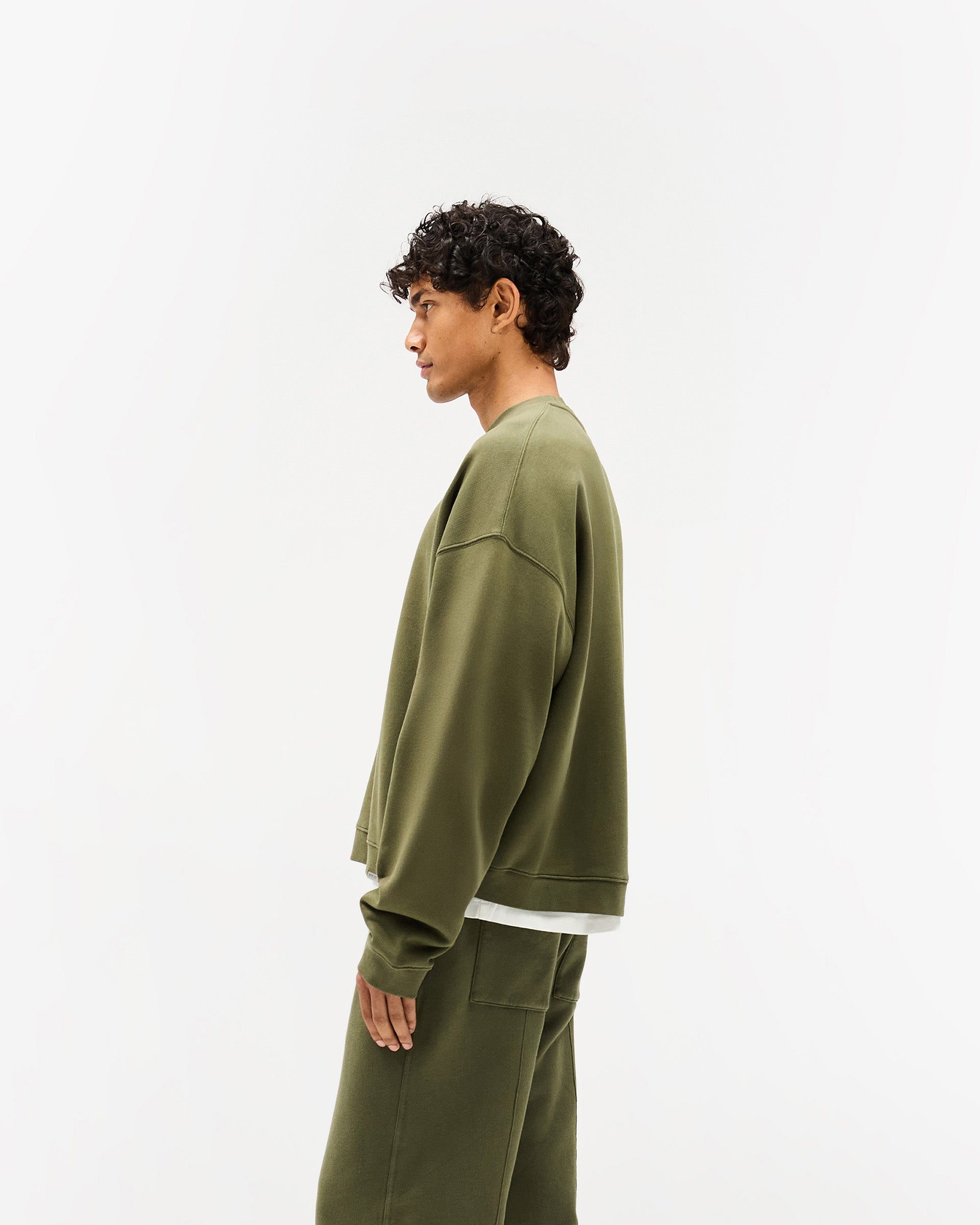 Initial Boxy Sweater - Army Green