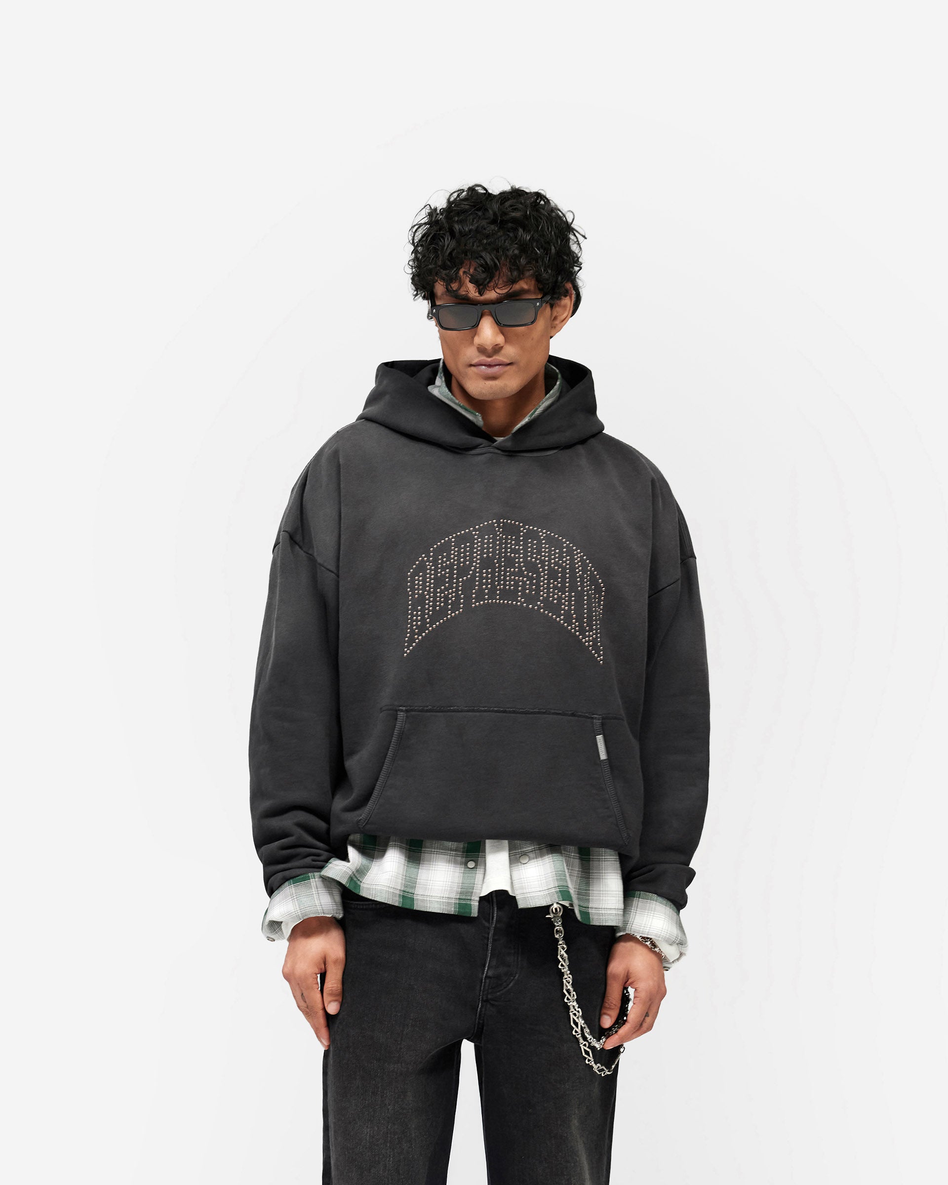 Represent Embellished Hoodie - Stained Black