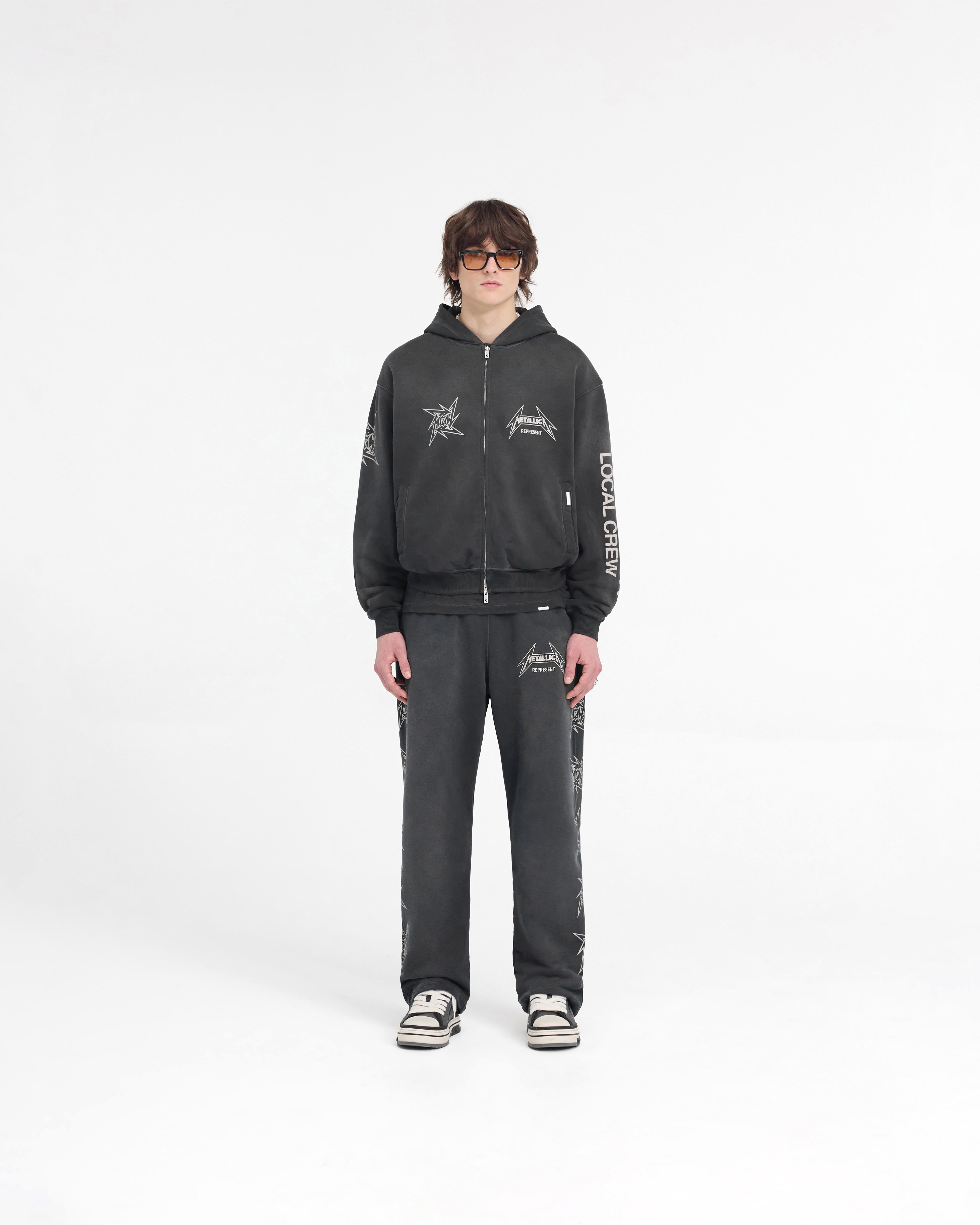 Represent X Metallica Local Crew Zip Hoodie - Stained Black