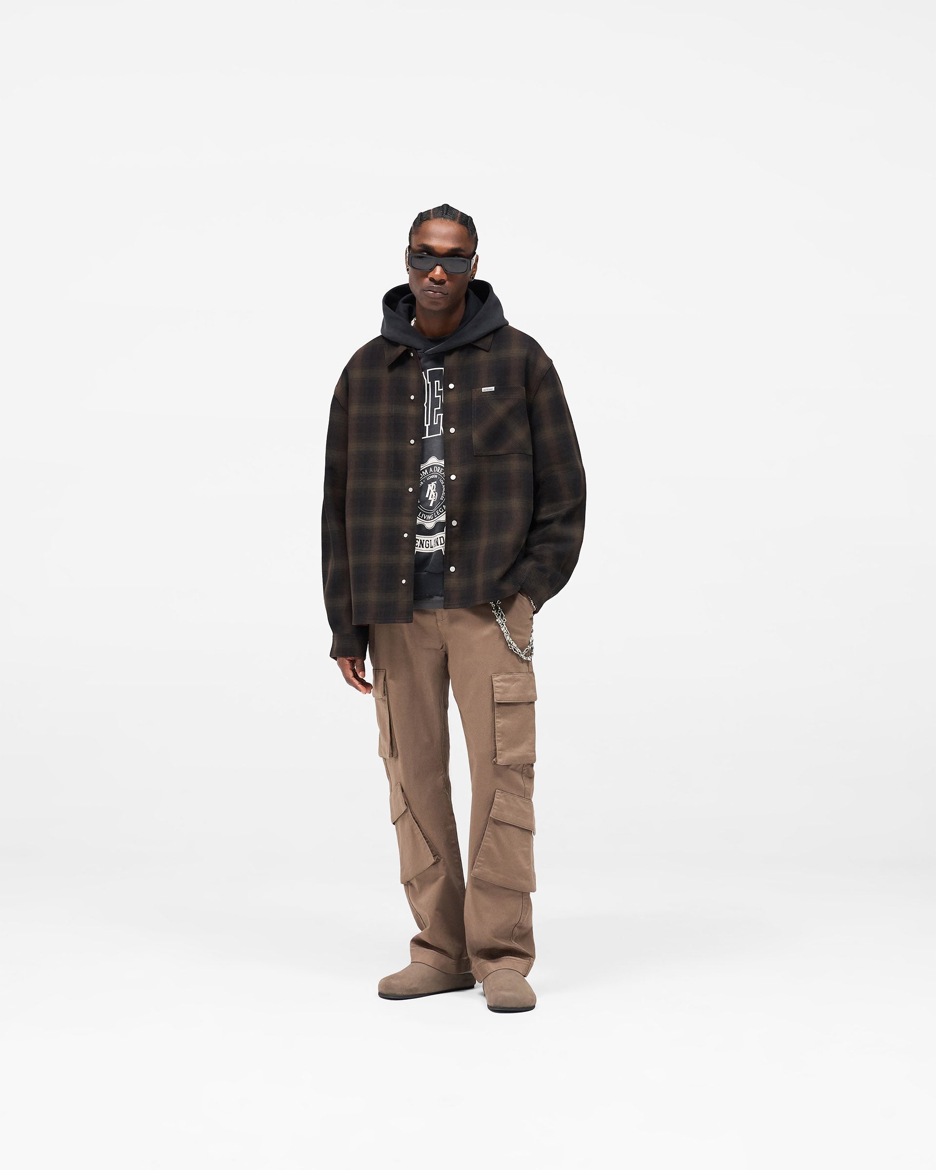 Bonded Reversible Check Shirt - Nero