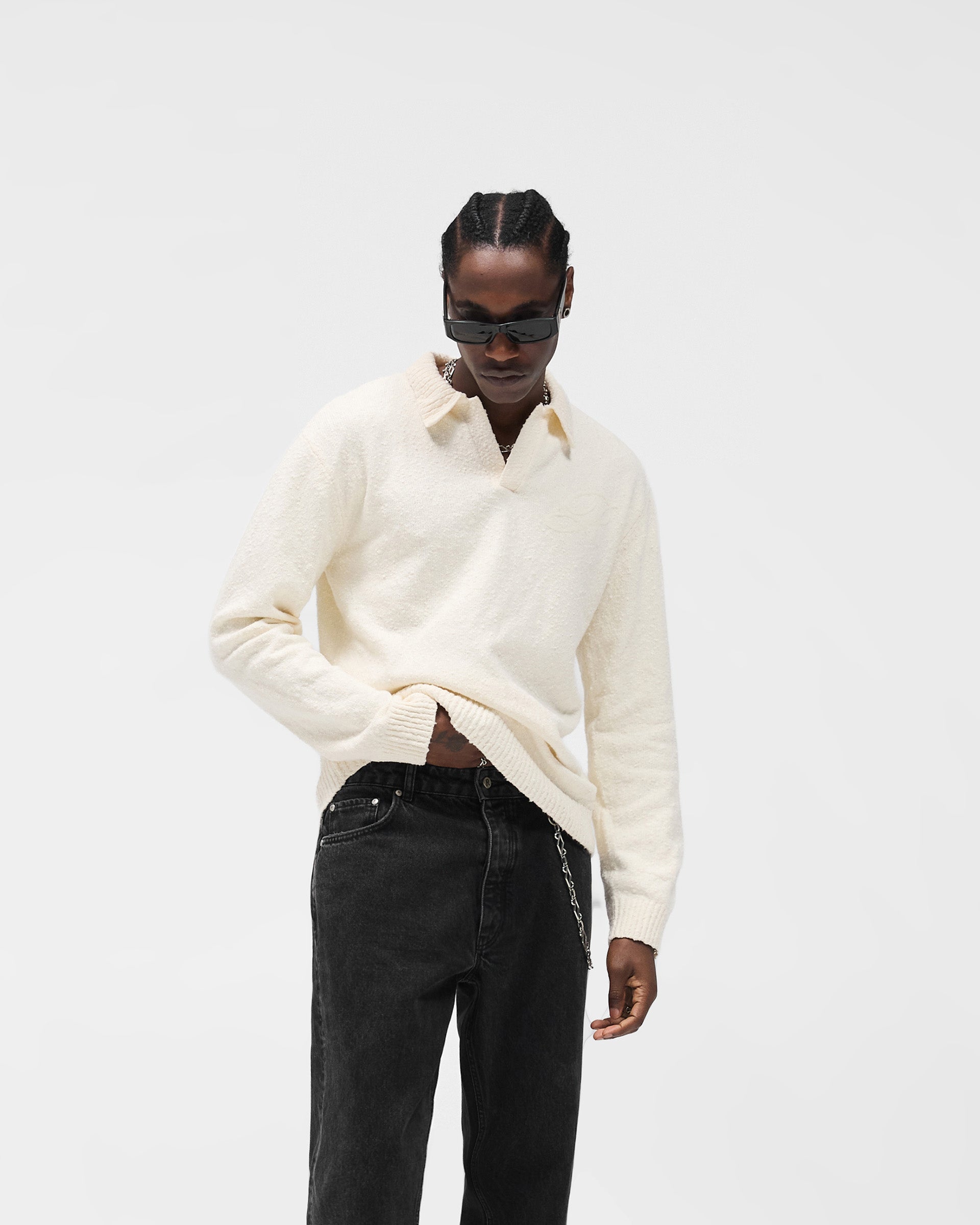Knitted Polo - Aged White