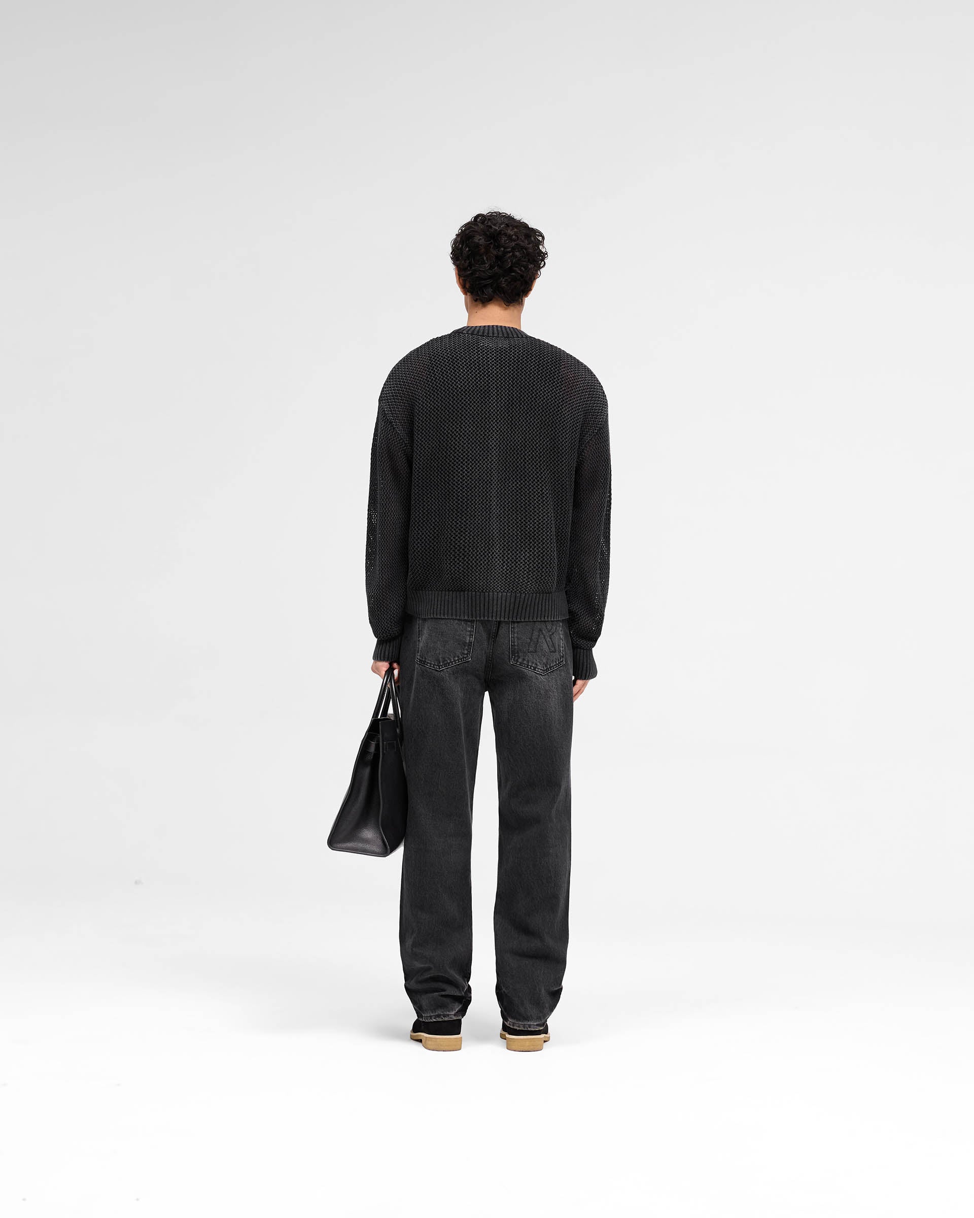 Open Gauge Knit Sweater - Jet Black