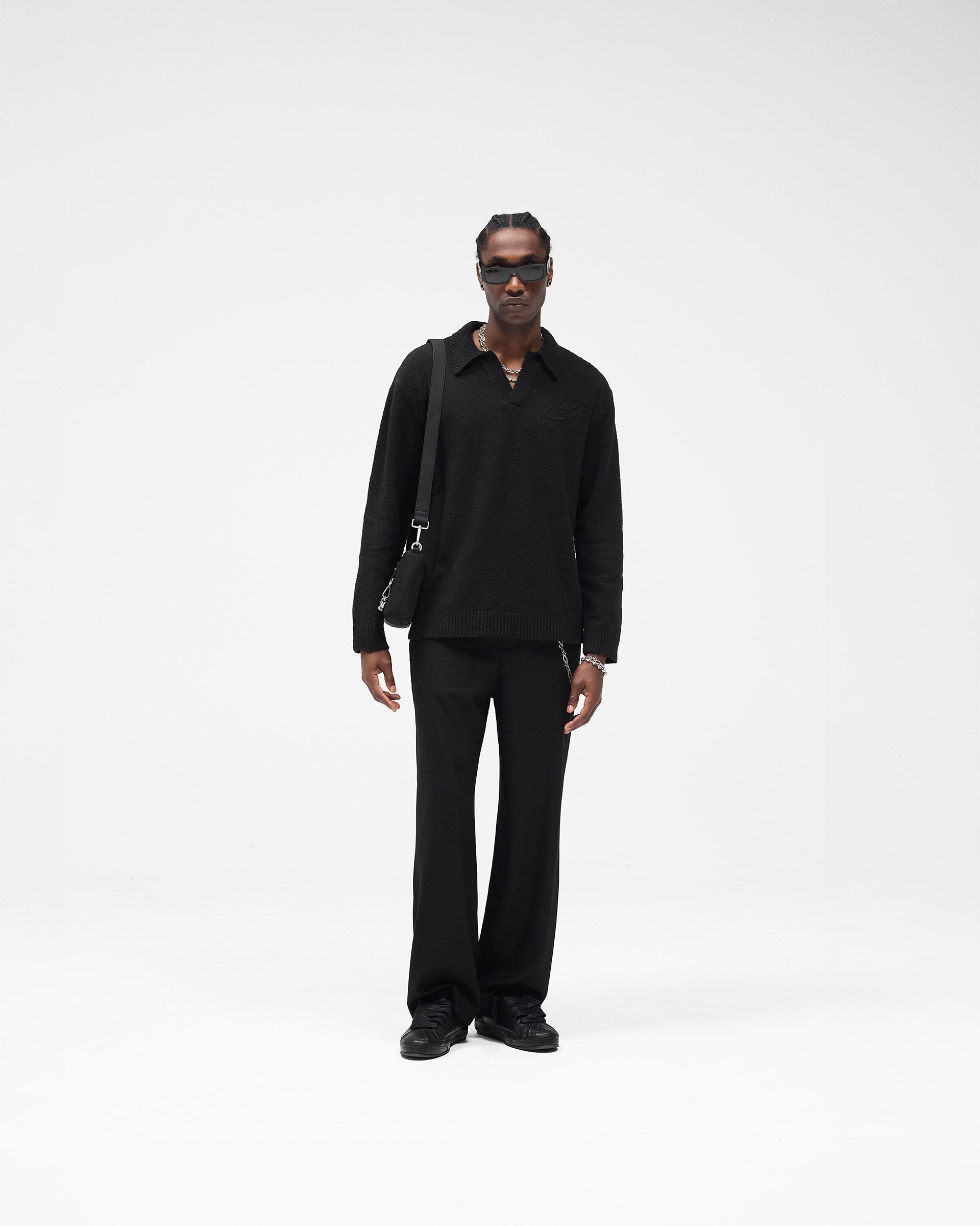 Knitted Polo - Jet Black
