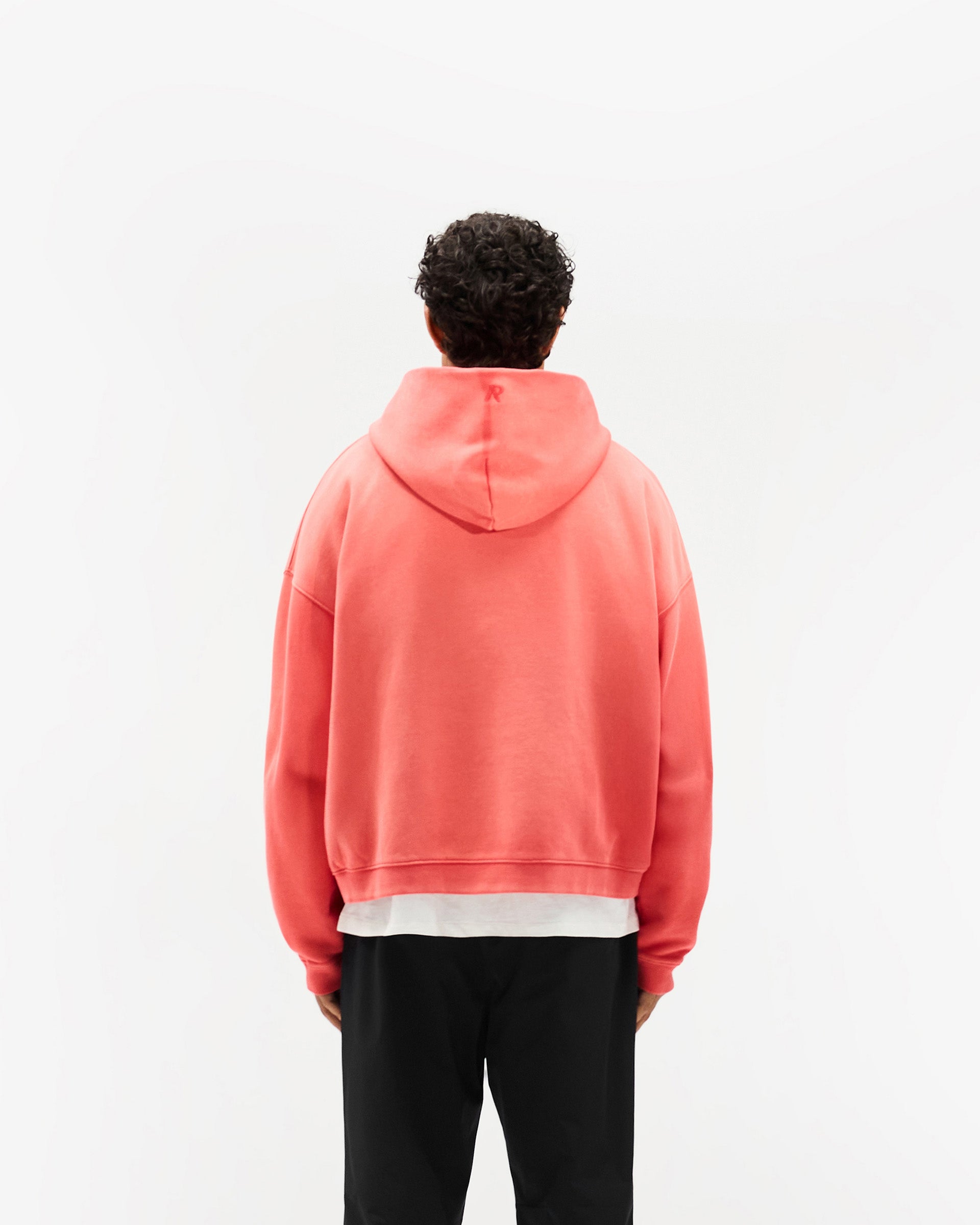 Initial Boxy Zip Through Hoodie - Vintage Red
