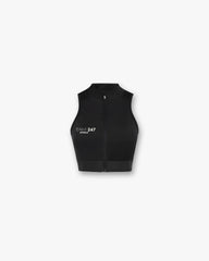 247 Zip Front Performance Crop - Black
