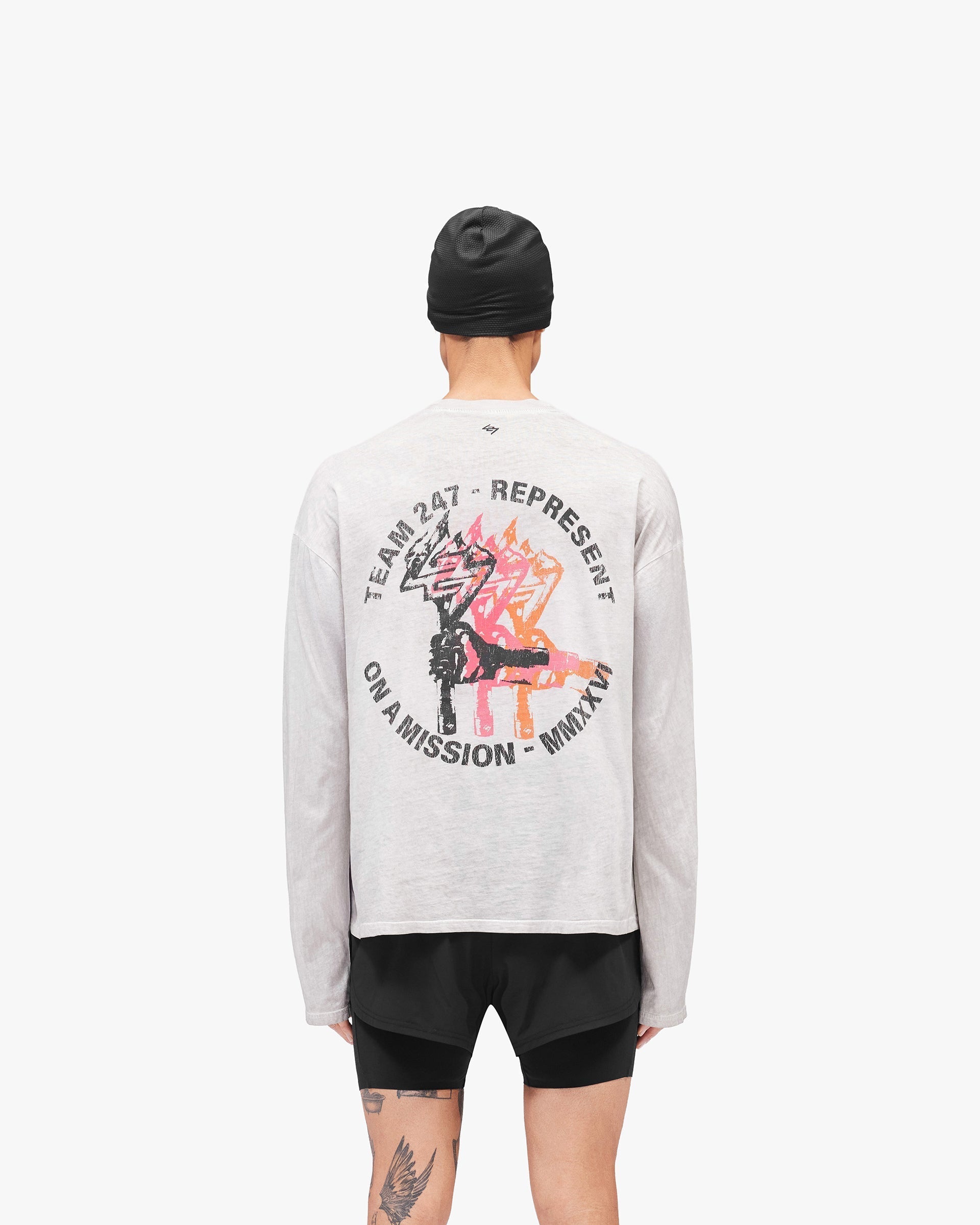 247 Torch Boxy Long Sleeve T-Shirt - Bleach Wash