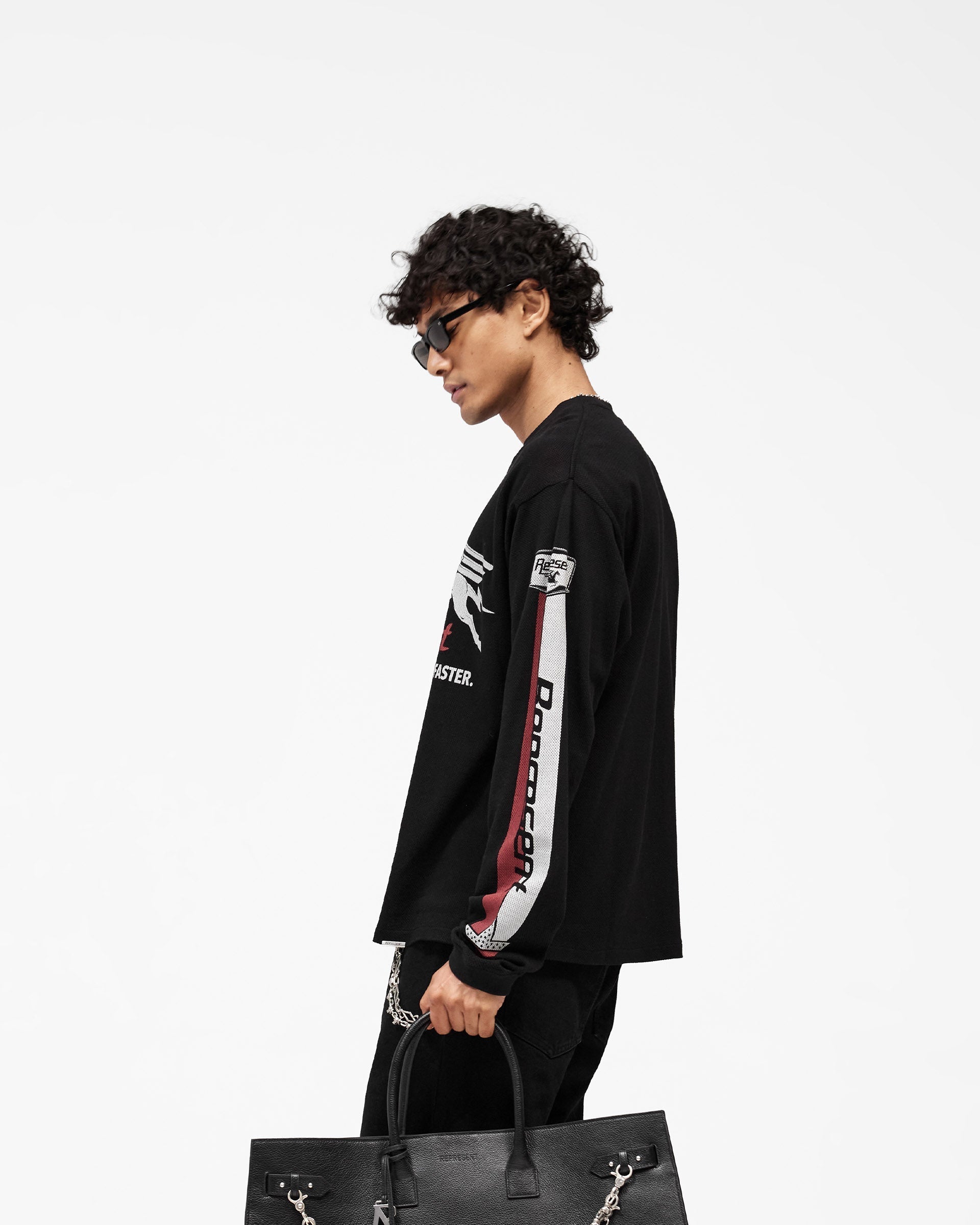 Mesh Pegasus Long Sleeve T-Shirt - Jet Black