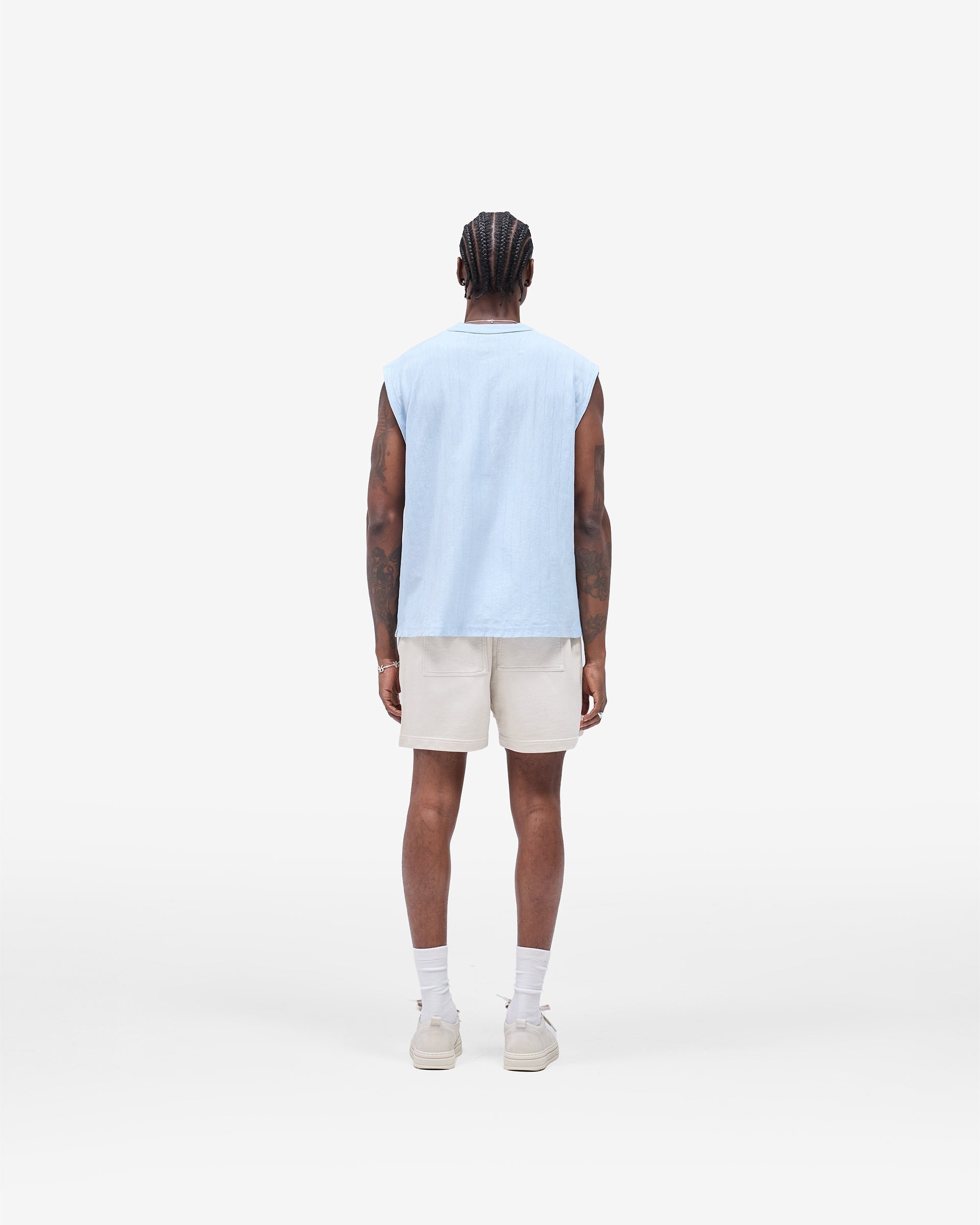 Slub Script Tank - Ice Blue
